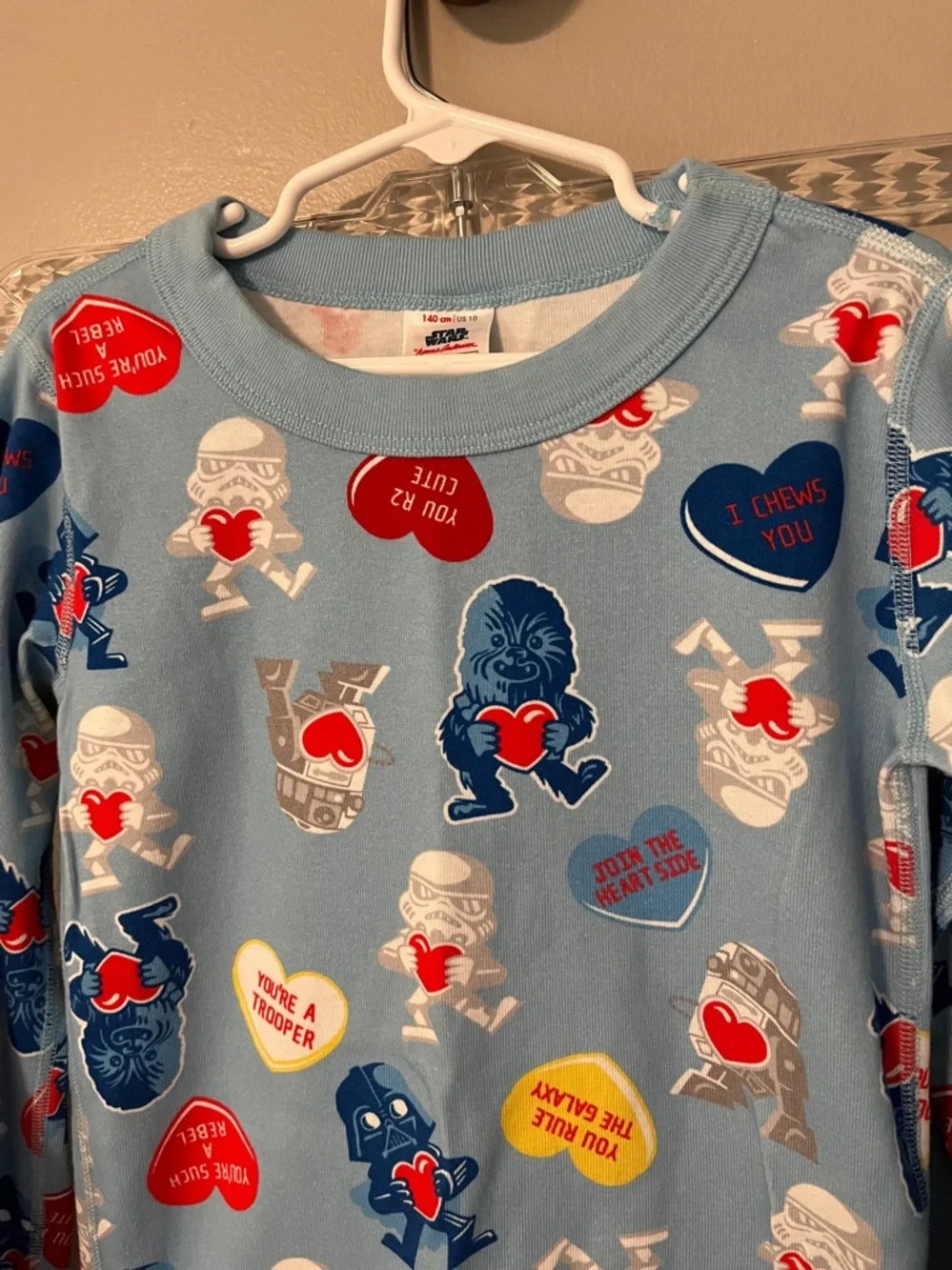 Hanna Andersson Star Wars Pajama Long John Set Blue Valentine's Size 10